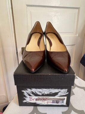 Cole Haan Women's Brown Patent Pointed-Toe Pumps